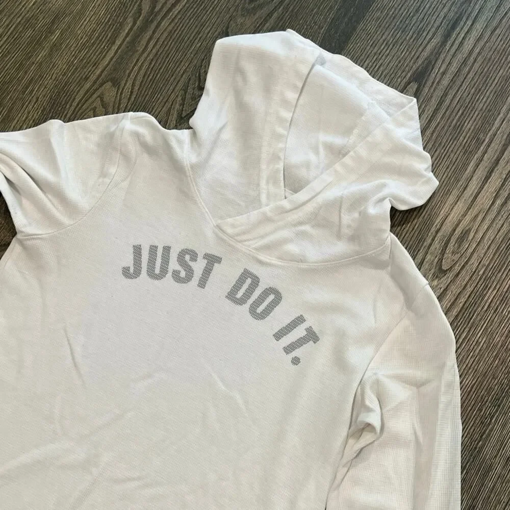 Nike Women’s Just Do It Hoodie Sweatshirt Dri-Fit Long Sleeve White Size XS